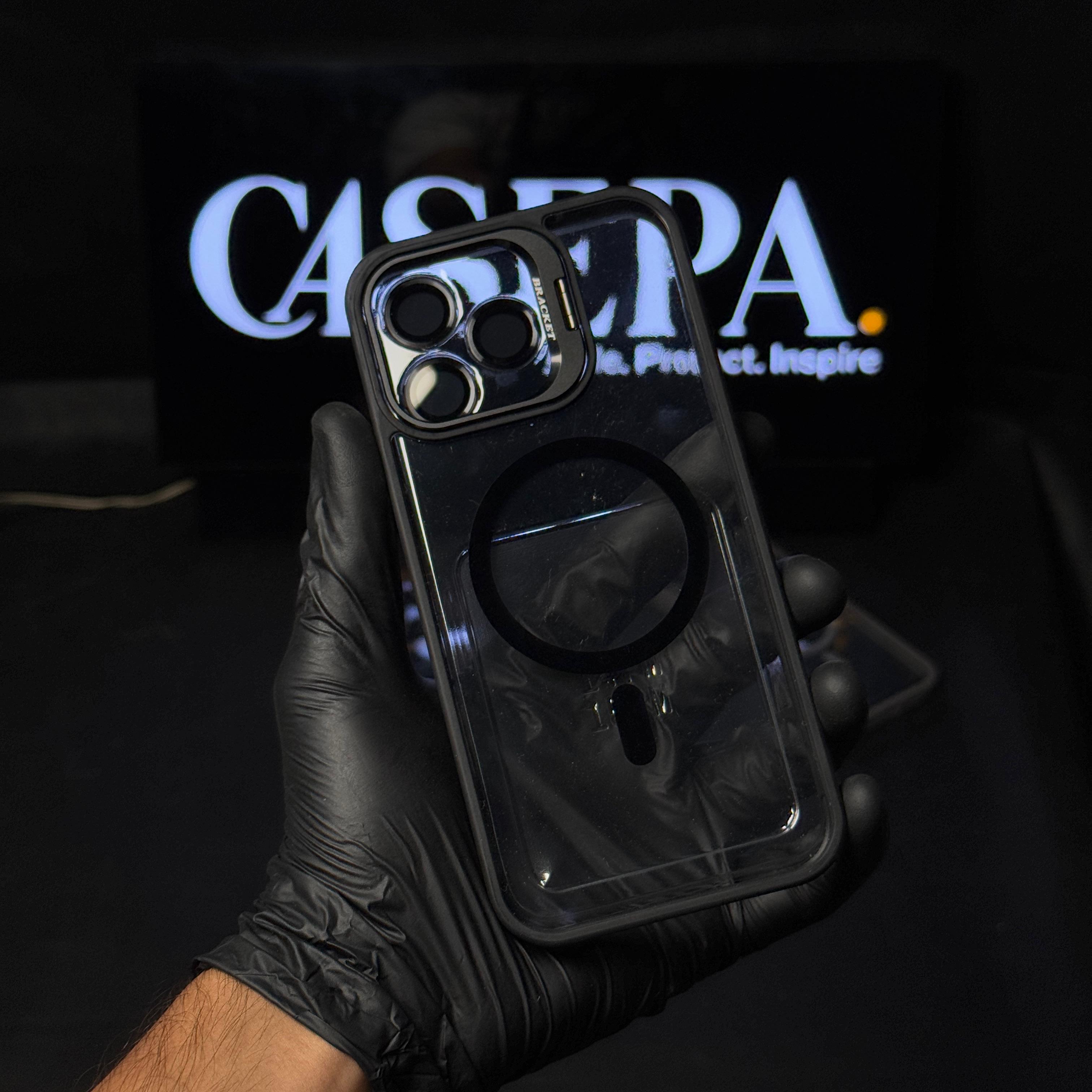 Metal Stand Magsafe Acrylic Case With Camera Lens (iPhone 16 series)