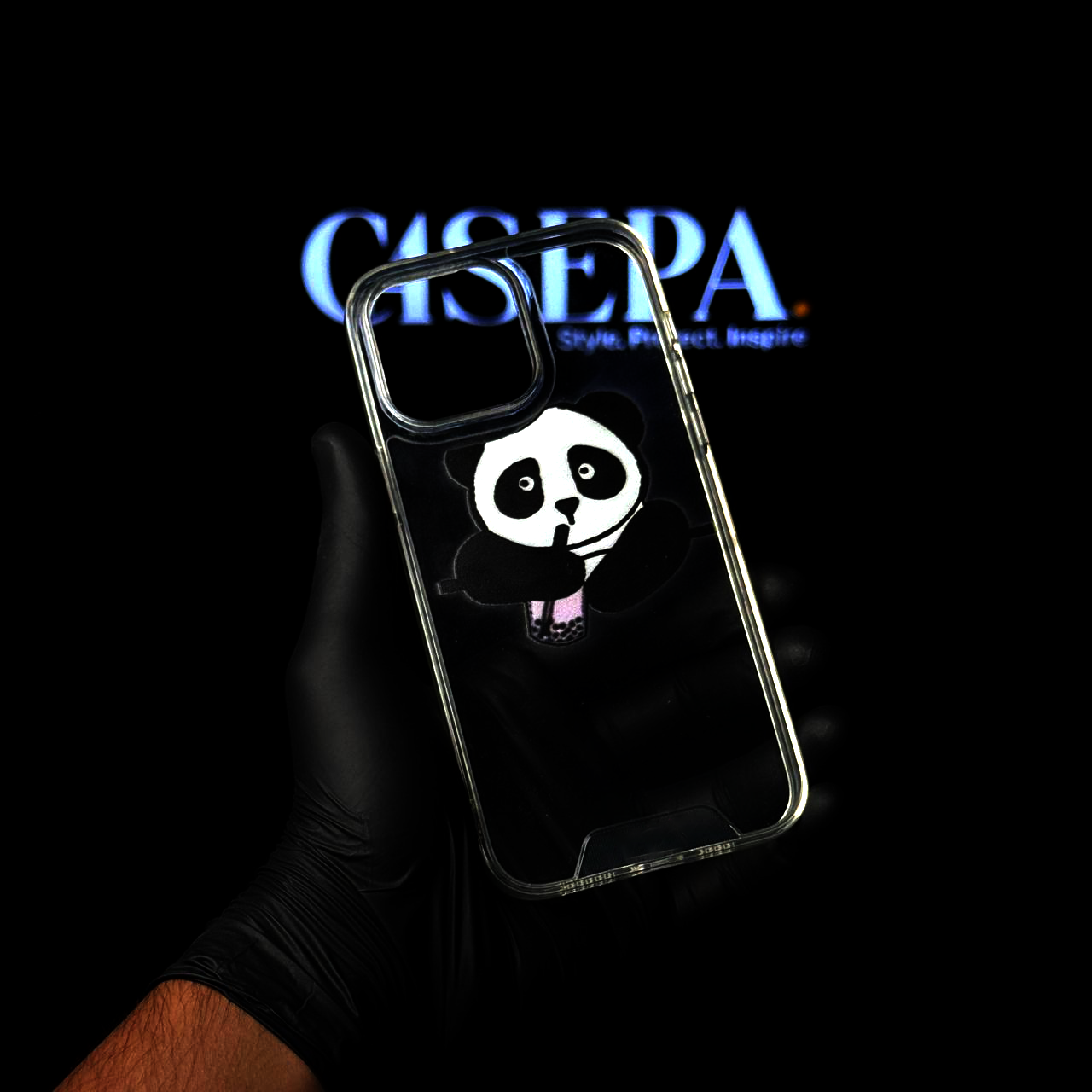 Cute Panda Sip Clear Acrylic Case