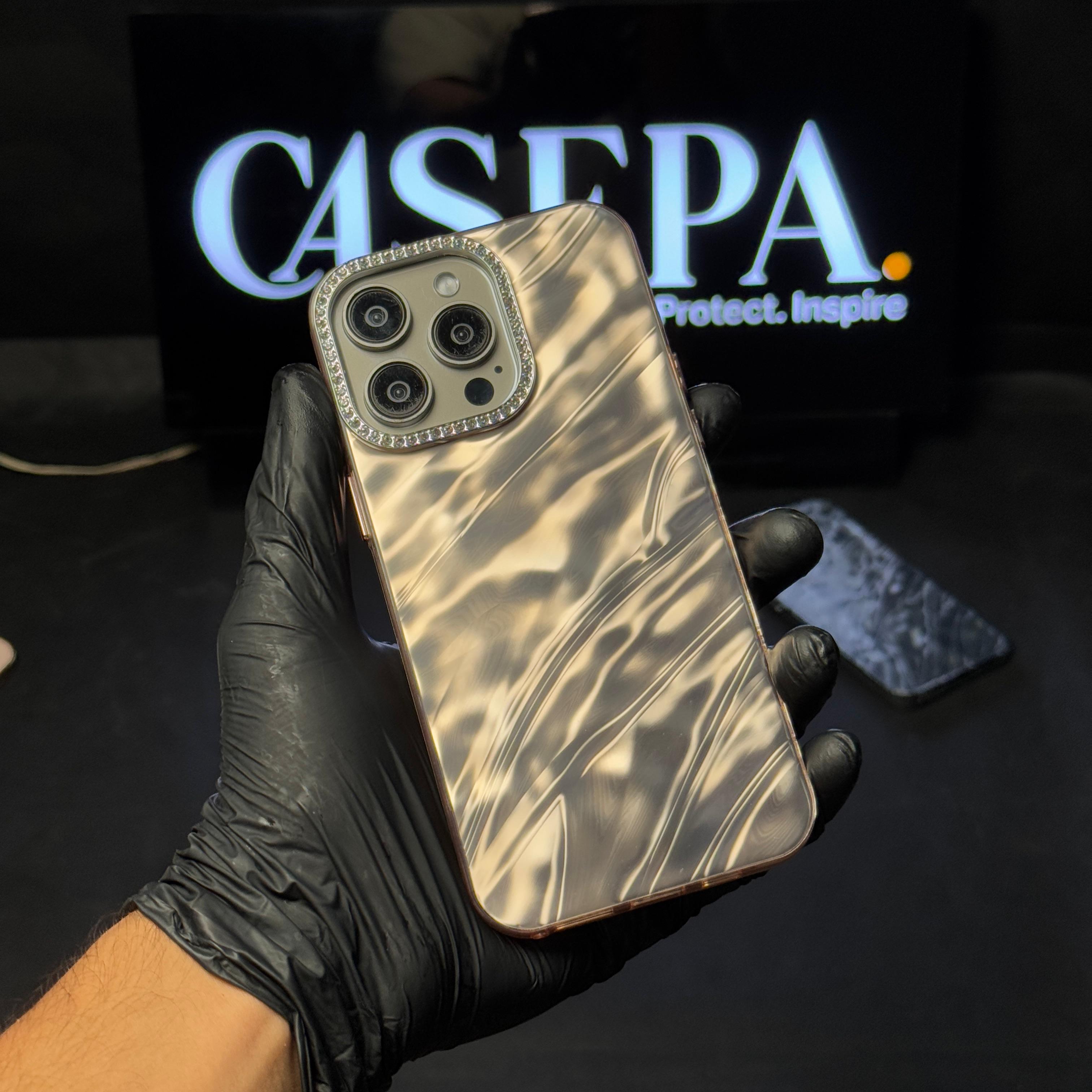 Foil Textured Premium Case with Diamond Camera Borders