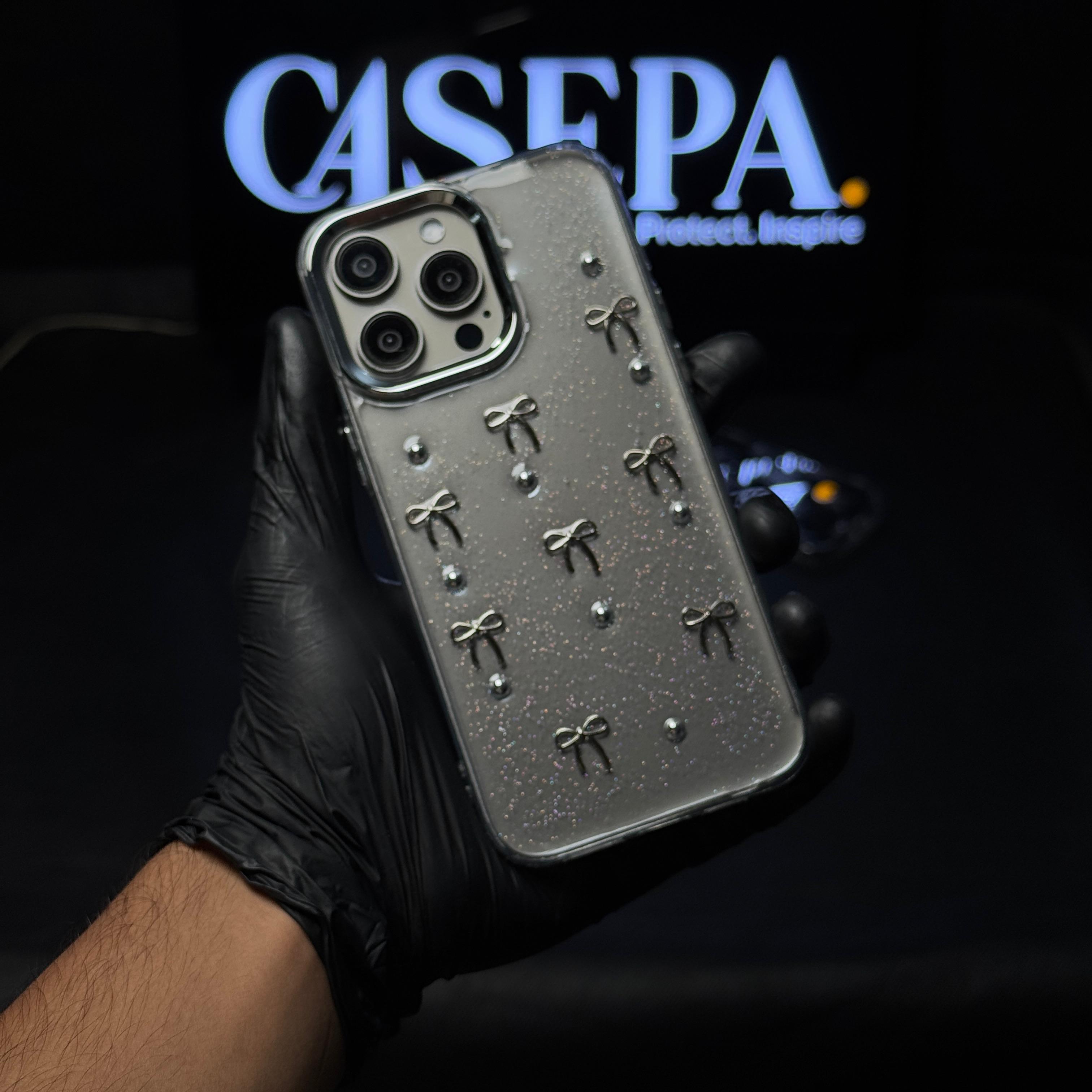 Embosed Bow Glitter Case Premium Quality