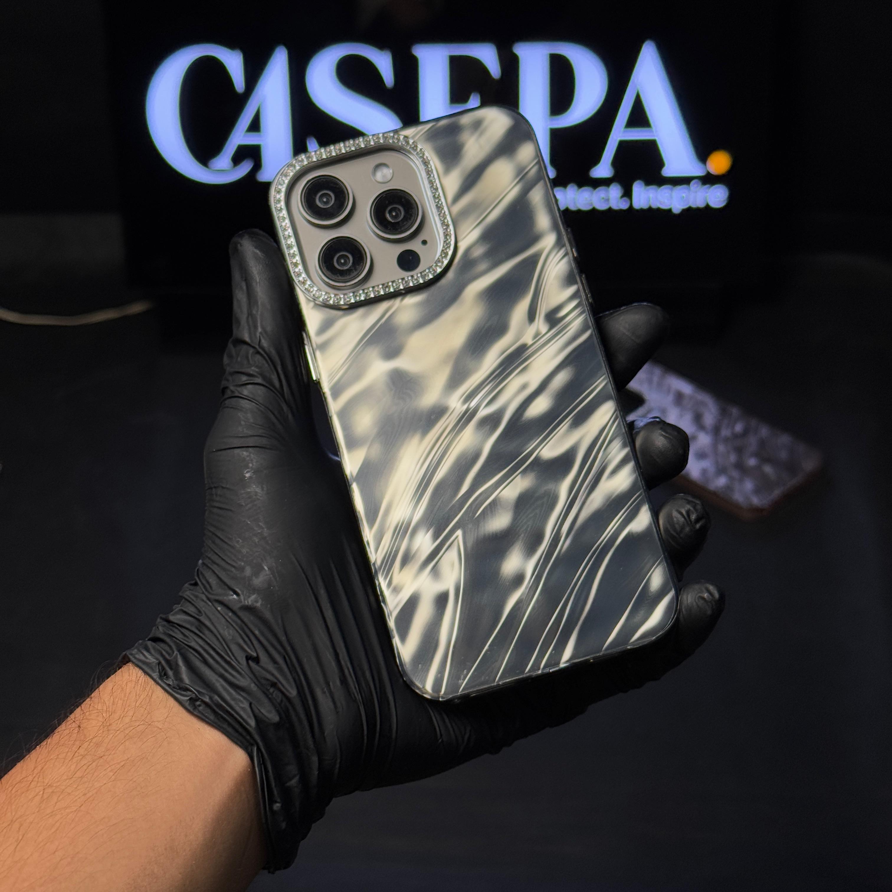 Foil Textured Premium Case with Diamond Camera Borders